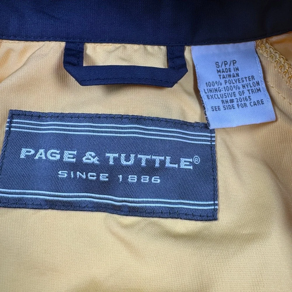 Page & Tuttle Men's Windbreaker Jacket Yellow Navy Small Anorak Pullover Sporty